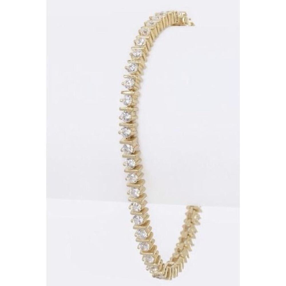 Allure Gold Tone CZ Cubic Zirconia Tennis Bracelet Women’s NWT Classic Sparkle